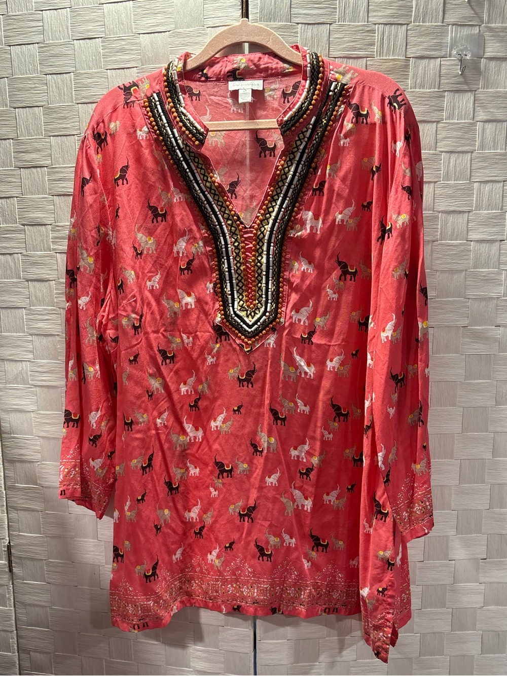 Charter club XL Beaded V-Neck Tunic, Bohemian, artistic, global village, India